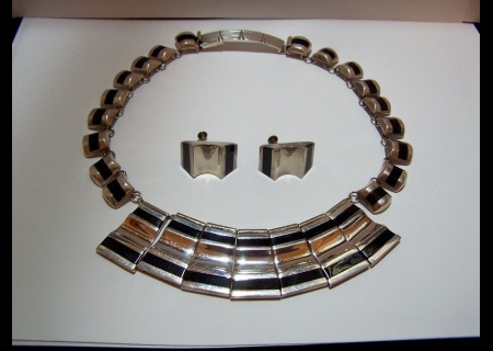 Onyx Balderas Vintage Mexican Silver Necklace Set