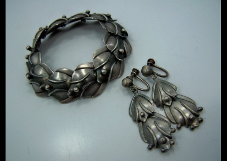 Valentin Vidauretta Bracelet / Earrings Mexican Silver